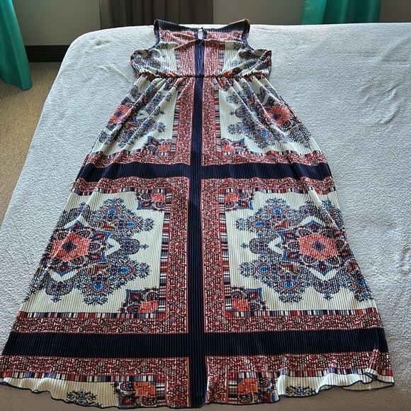 Christopher Banks | Women’s Maxi Dress Plus 14 Micro Pleat Satin Stretch Boho - Picture 7 of 13